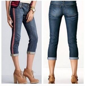 CAbi 327 Johnny Crop Tux Red Stripe Capris Jeans 6